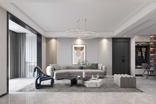 淮安市板閘家苑現(xiàn)代簡約風格三居室裝修案例