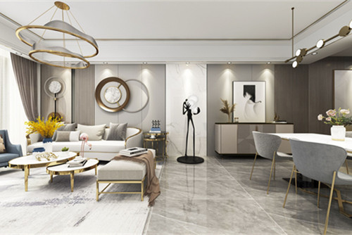 中山市匯暉名苑輕奢風(fēng)格三居室裝修案例