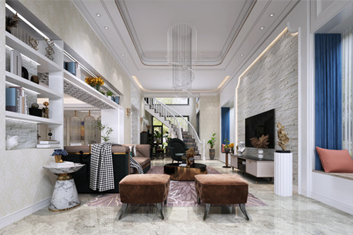 中山市民眾科爾瑪新城新中式風(fēng)格別墅裝修案例