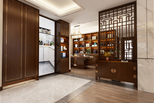 中山市金芙花園新中式風(fēng)格五居室裝修案例