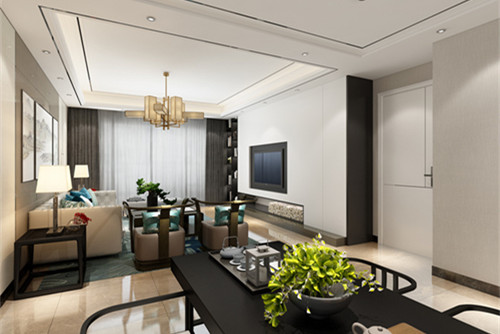 中山市敏捷紫嶺國(guó)際新中式風(fēng)格四居室裝修案例