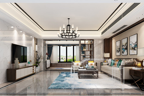 汕頭市海灣一城時代花園新中式風格四居室裝修案例