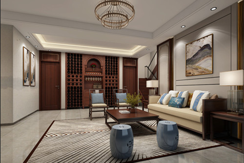 海口市昌茂水木清華新中式風格別墅裝修案例