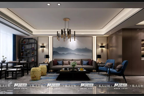 合肥市新錦成·拾光云錦新中式風(fēng)格三居室裝修案例