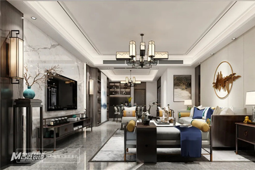 汕頭市譽海岸雅園新中式風格四居室裝修案例